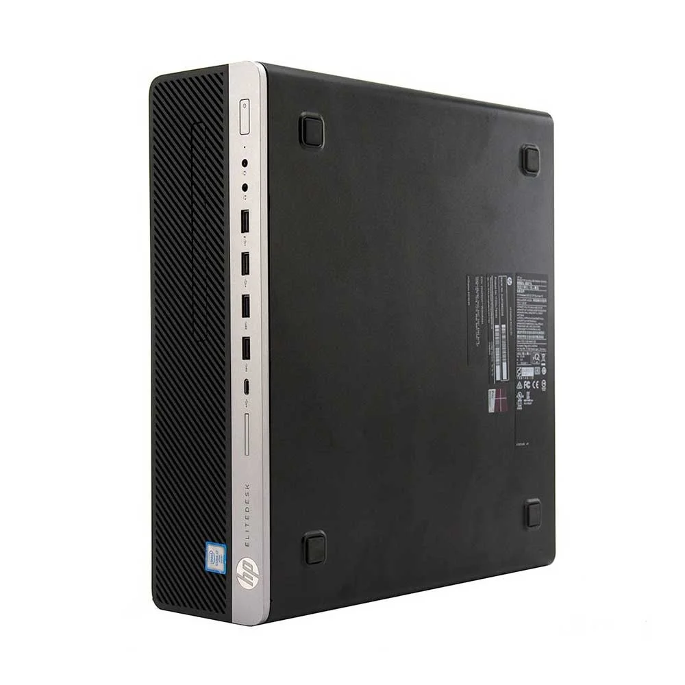 مینی کیس HP EliteDesk 800 G3 روی میز کار مدرن اداری
