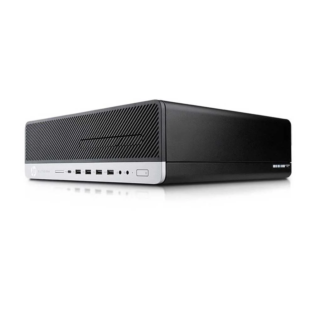 مینی کیس HP EliteDesk 800 G3 روی میز کار مدرن اداری