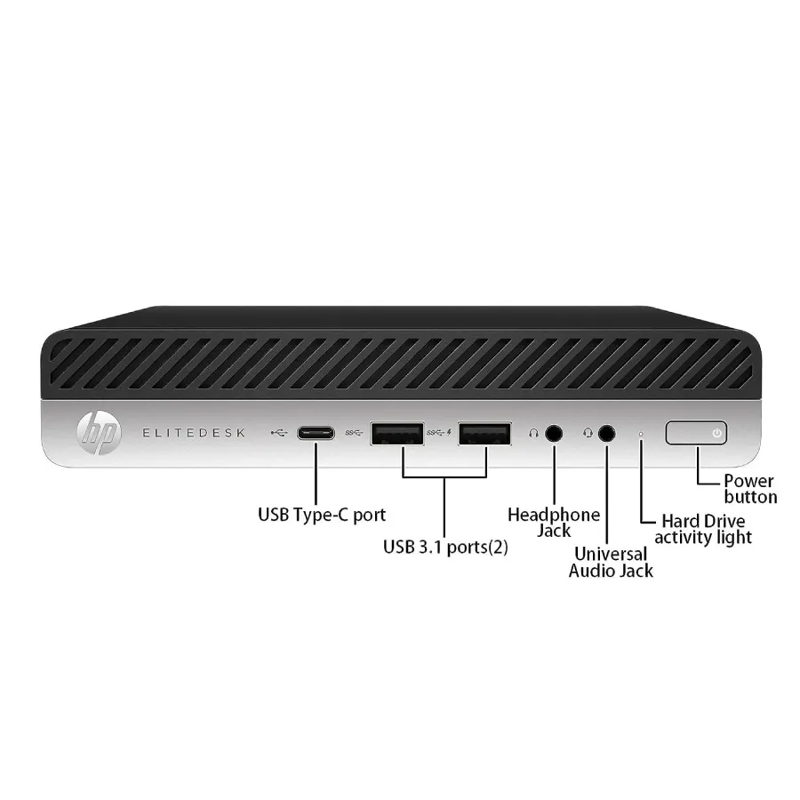 مینی کیس HP EliteDesk 800 G5 Tiny روی میز کار اداری