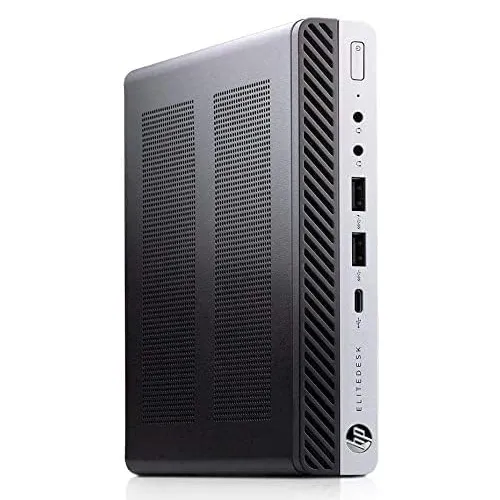 مینی کیس HP EliteDesk 800 G5 Tiny روی میز کار اداری