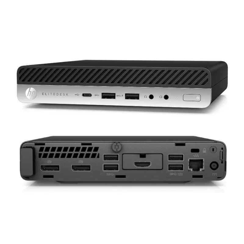 مینی کیس HP EliteDesk 800 G5 Tiny روی میز کار اداری