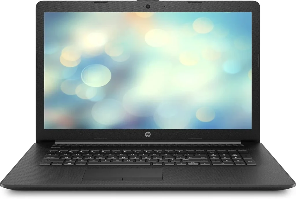 لپ تاپ HP 17-By1 با صفحه نمایش 17 اینچی روی میز کار