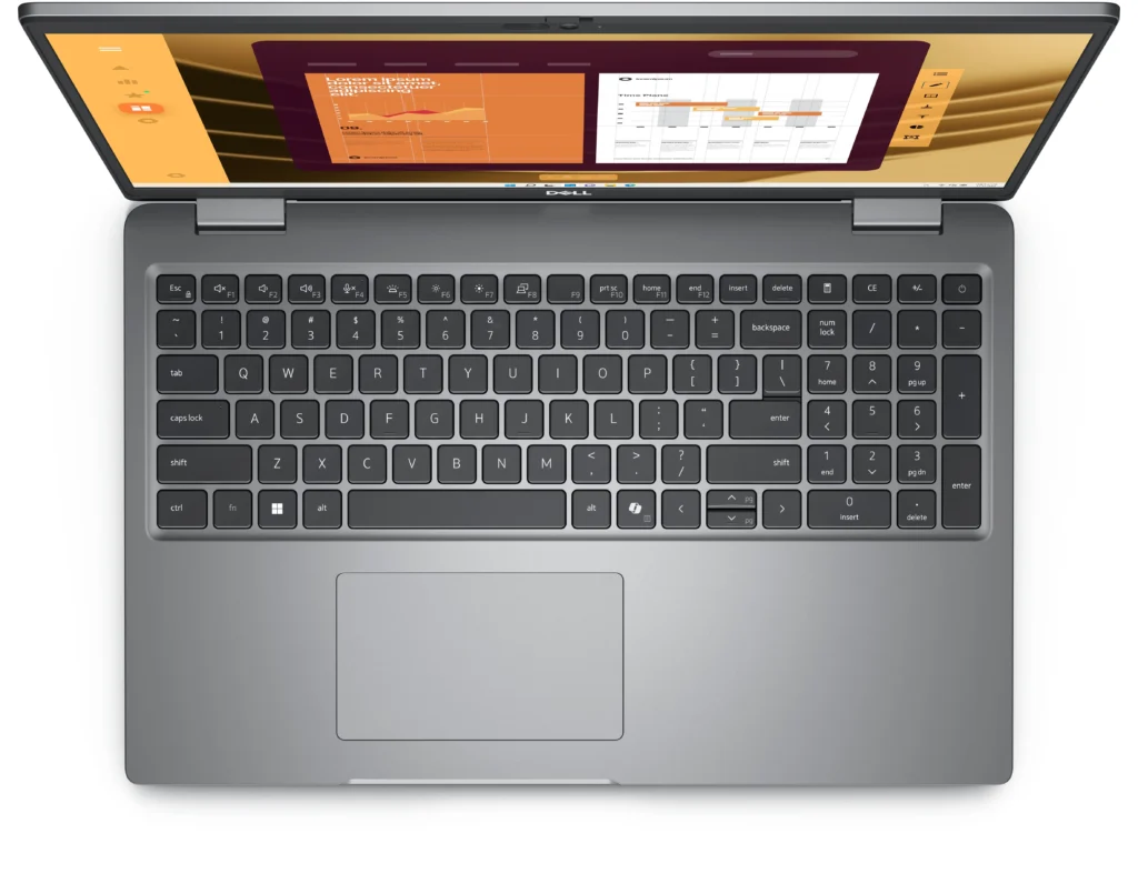 لپ تاپ DELL Latitude 5550 نسل 14 نقره ای روی میز کار