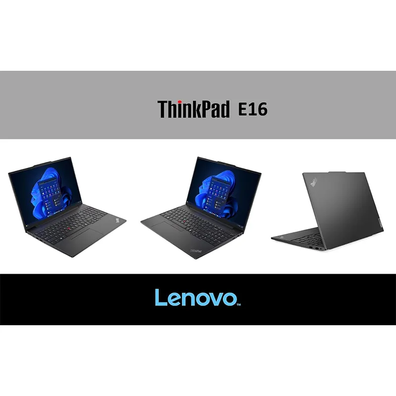 لپ تاپ تجاری لنوو ThinkPad E16 Gen 1 با پردازنده AMD روی میز کار
