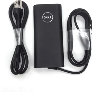 آداپتور دل 130 وات Type-C اورجینال در کنار لپ تاپ Dell XPS