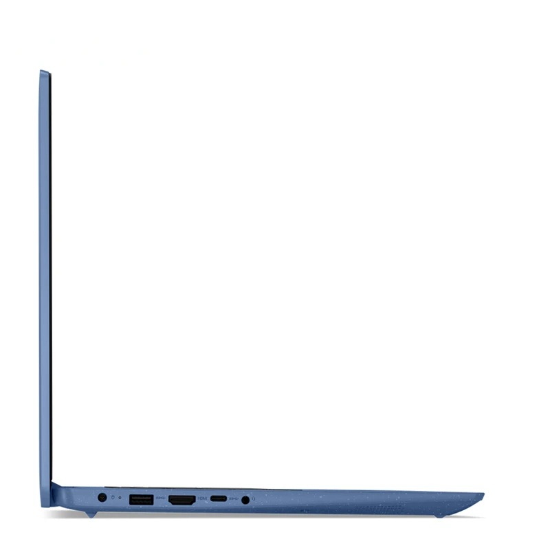 لپ تاپ لنوو IdeaPad 3 15ALC6 روشن روی میز کار چوبی