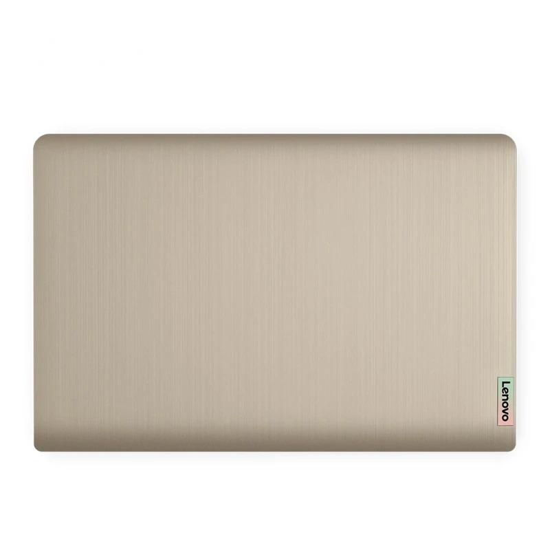 لپ تاپ لنوو IdeaPad 3 15ALC6 روشن روی میز کار چوبی